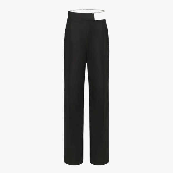 Nana Jacqueline Pants - Nana Jacqueline Hallie Black Diamond Chain Wide Leg Black Pants